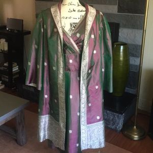 Vintage Sari Silk dress and jacket set